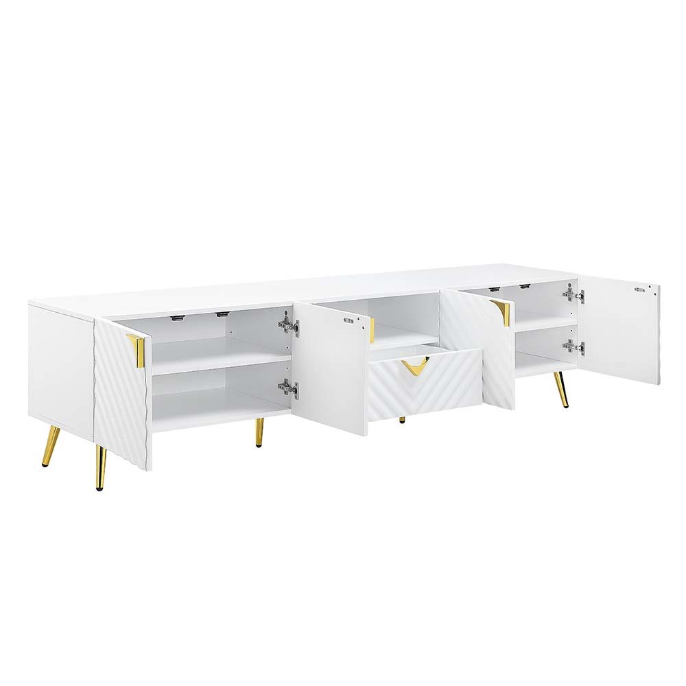 Gaines TV Stand White High Gloss. Picture 3