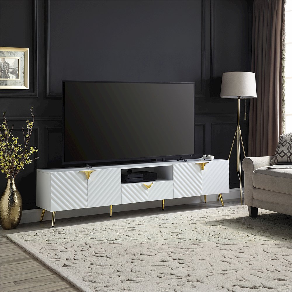 Gaines TV Stand White High Gloss. Picture 4