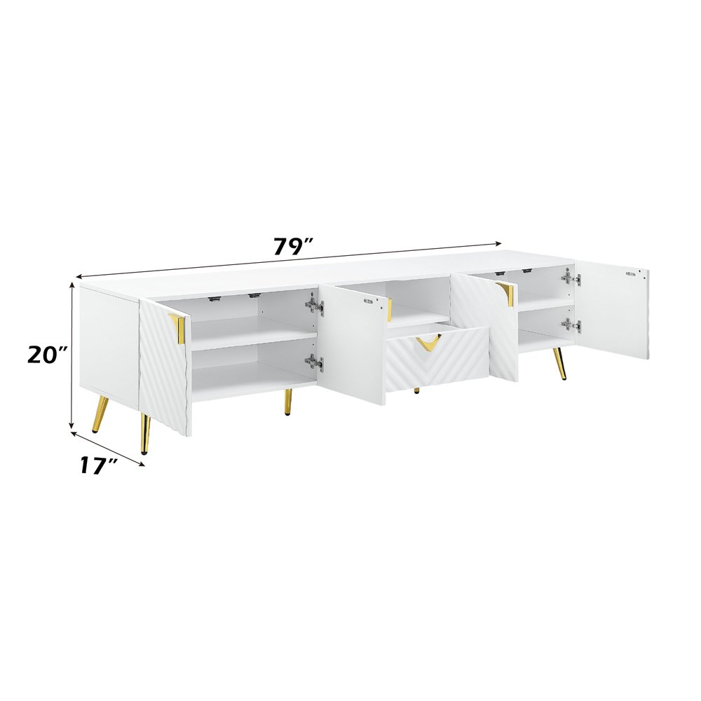 Gaines TV Stand White High Gloss. Picture 5