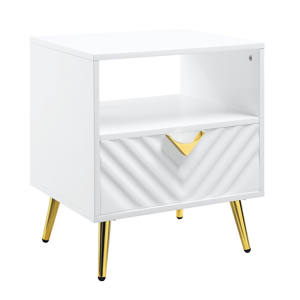 Gaines End Table White High Gloss. Picture 3