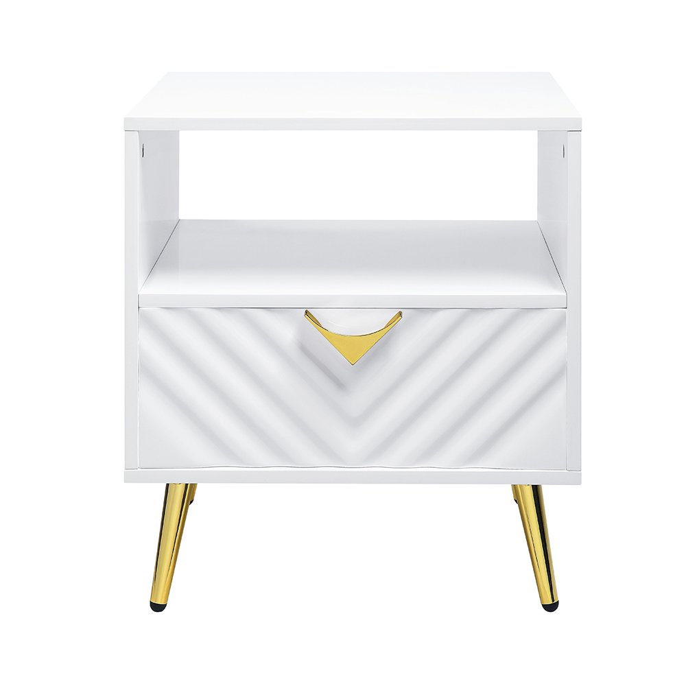 Gaines End Table White High Gloss. Picture 4