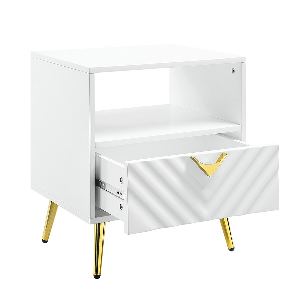 Gaines End Table White High Gloss. Picture 5