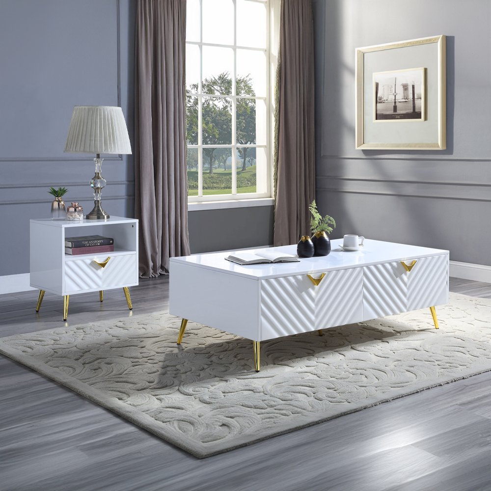 Gaines End Table White High Gloss. Picture 2