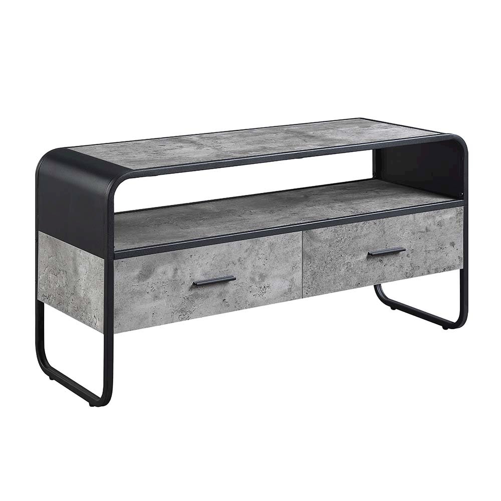 Raziela TV Stand Concrete Gray & Black. Picture 2