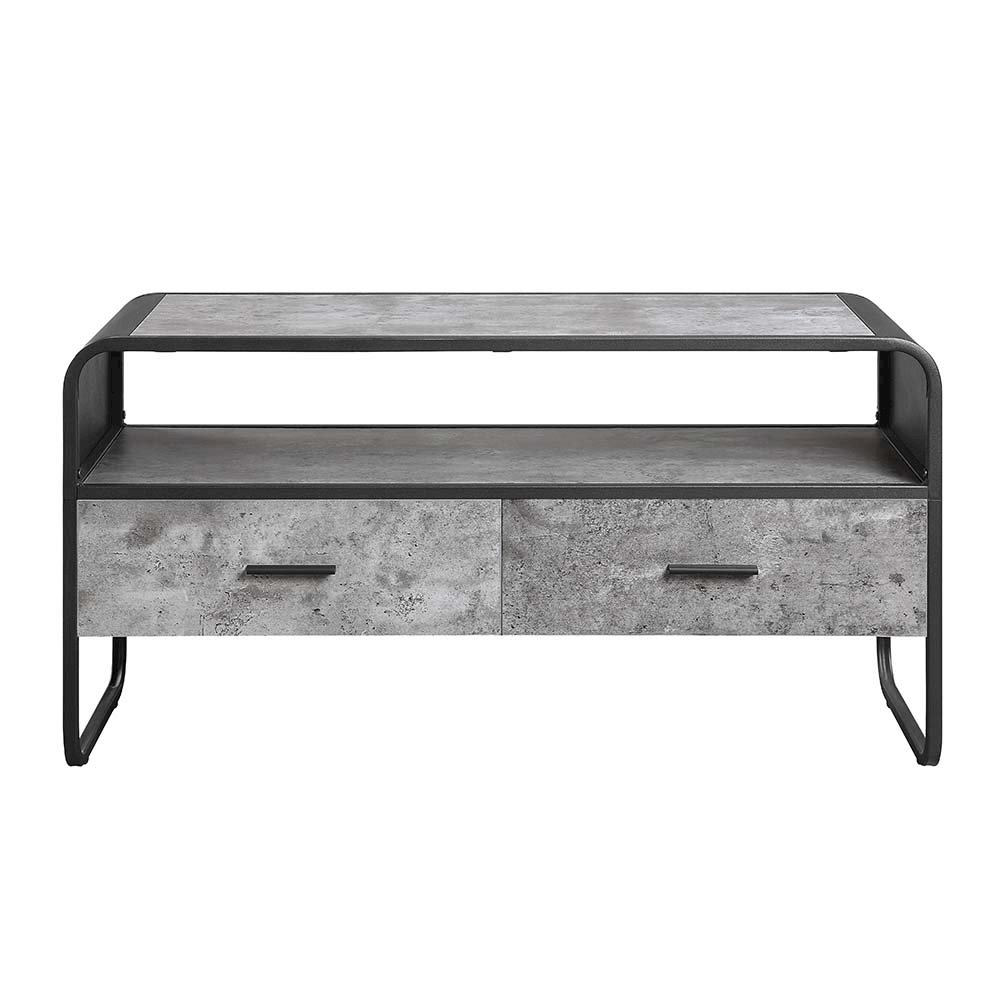 Raziela TV Stand Concrete Gray & Black. Picture 3
