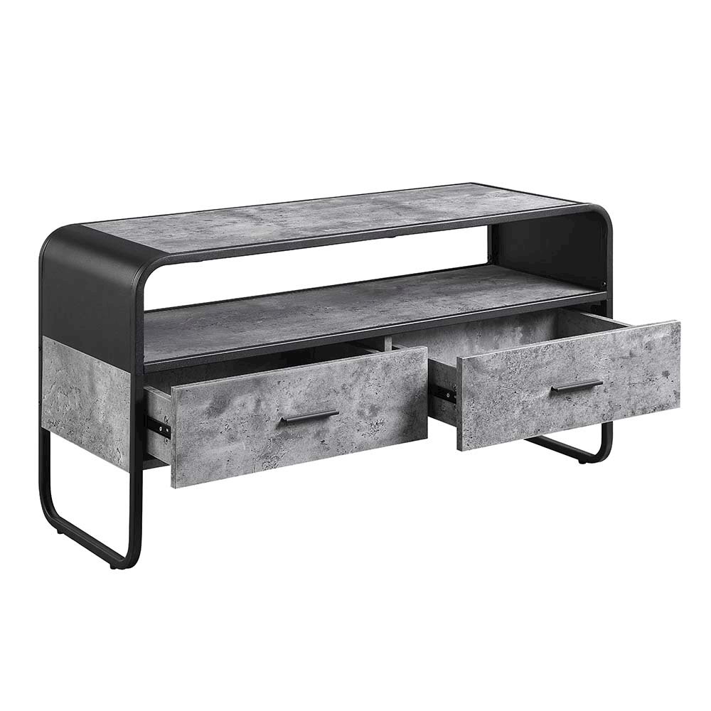 Raziela TV Stand Concrete Gray & Black. Picture 4