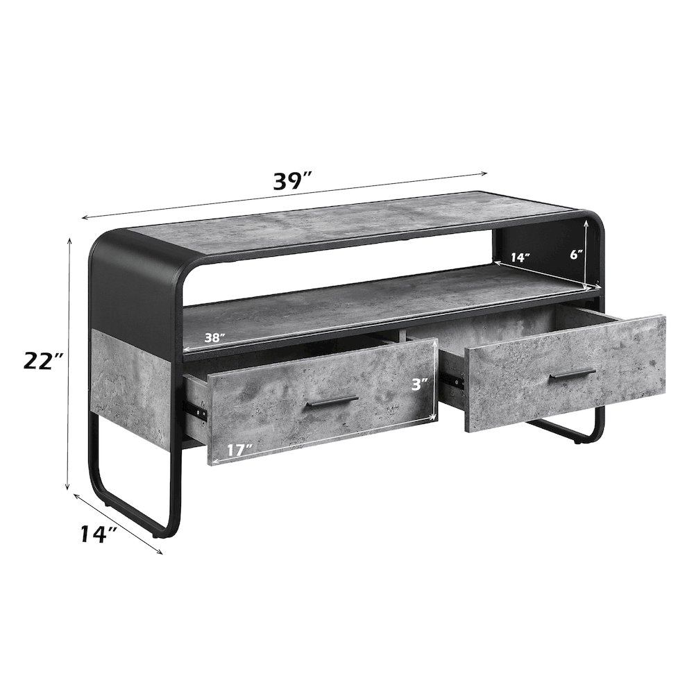 Raziela TV Stand Concrete Gray & Black. Picture 5