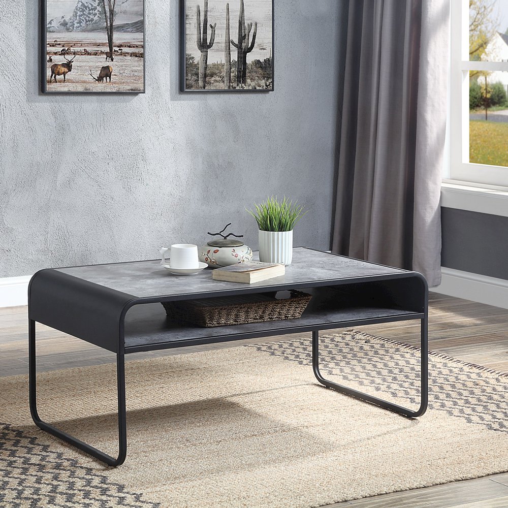 Raziela Coffee Table Concrete Gray & Black. Picture 1