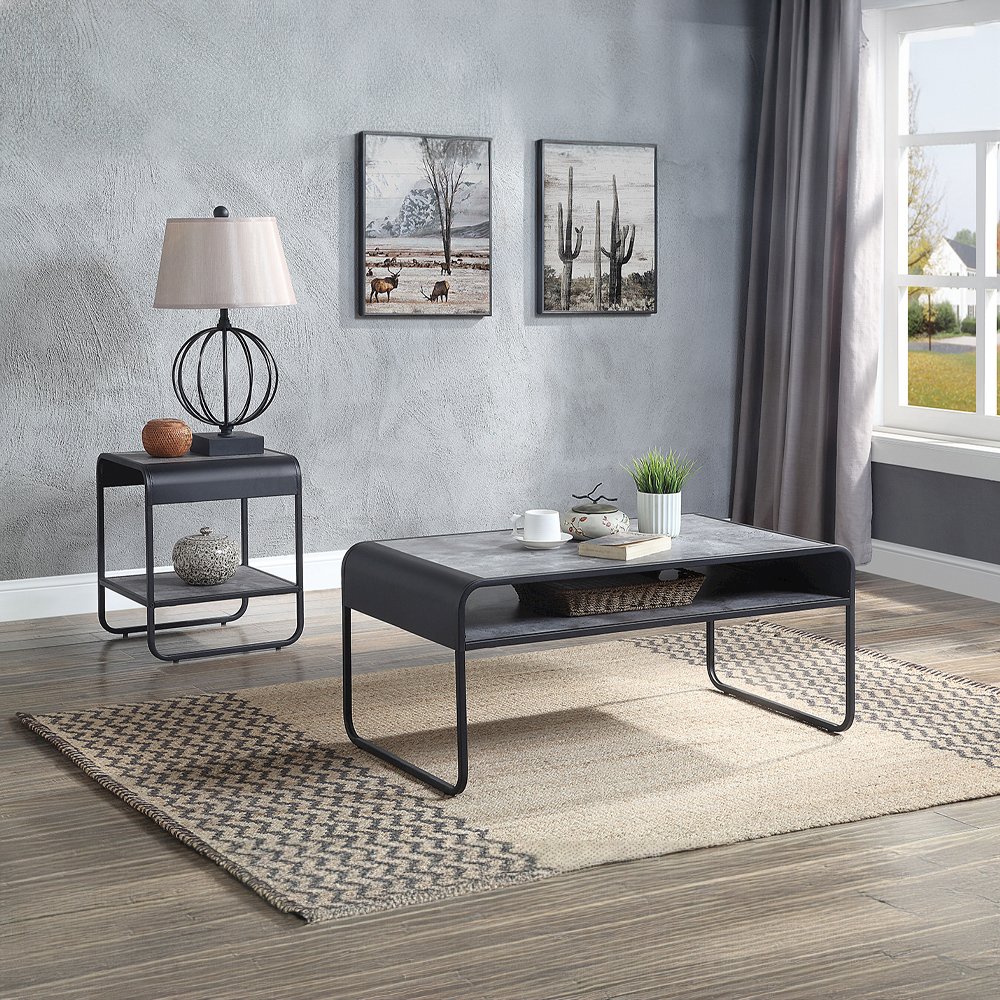 Raziela End Table Concrete Gray & Black. Picture 4