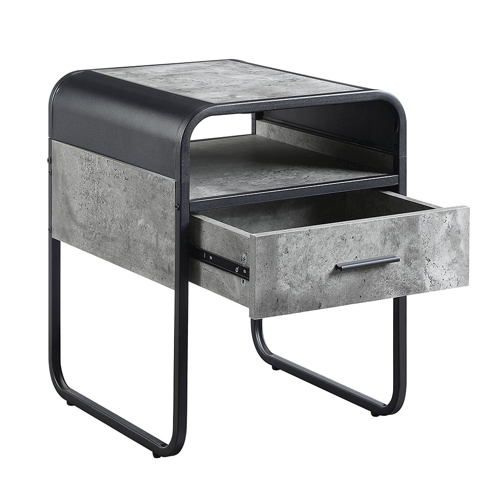 Raziela End Table Concrete Gray & Black. Picture 4
