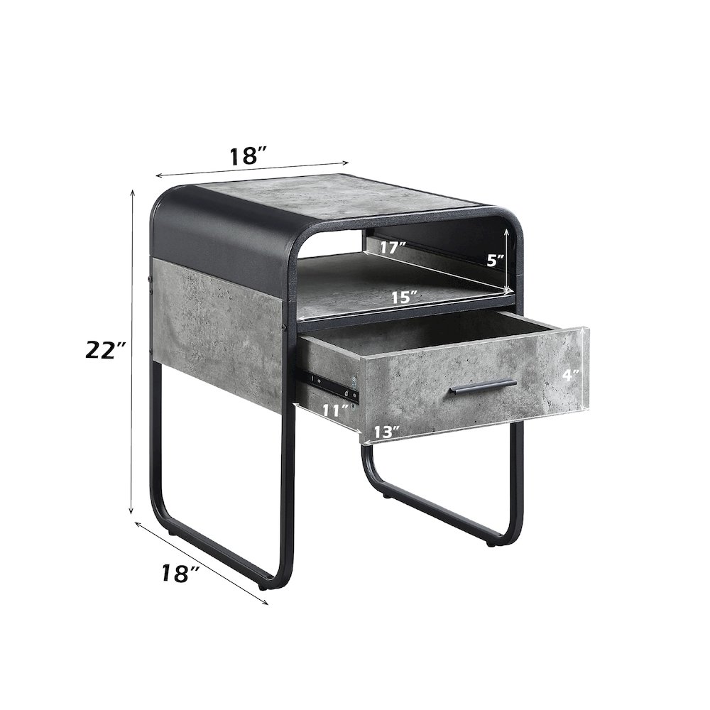 Raziela End Table Concrete Gray & Black. Picture 5