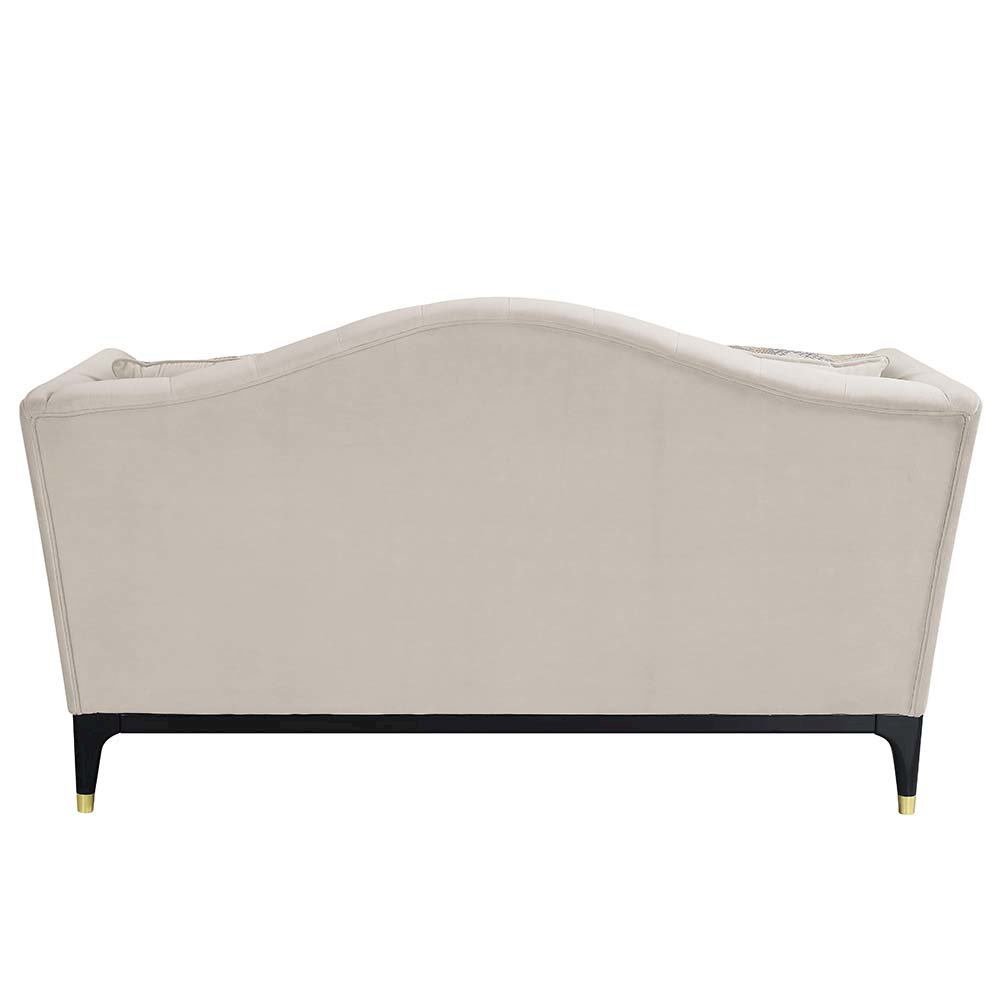 Tayden Loveseat w/4 Pillows Beige Velvet. Picture 5