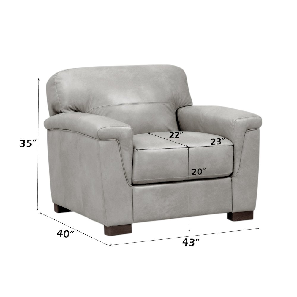 Cornelia Chair Pearl Gray Top Grain Leather. Picture 5
