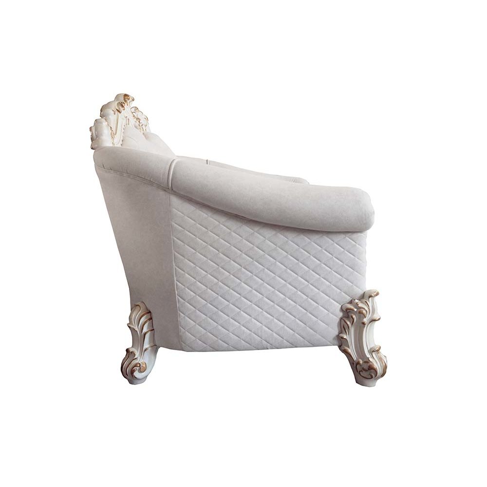 Vendome II Loveseat w/4 Pillows Two Tone Ivory Fabric & Antique Pearl. Picture 3