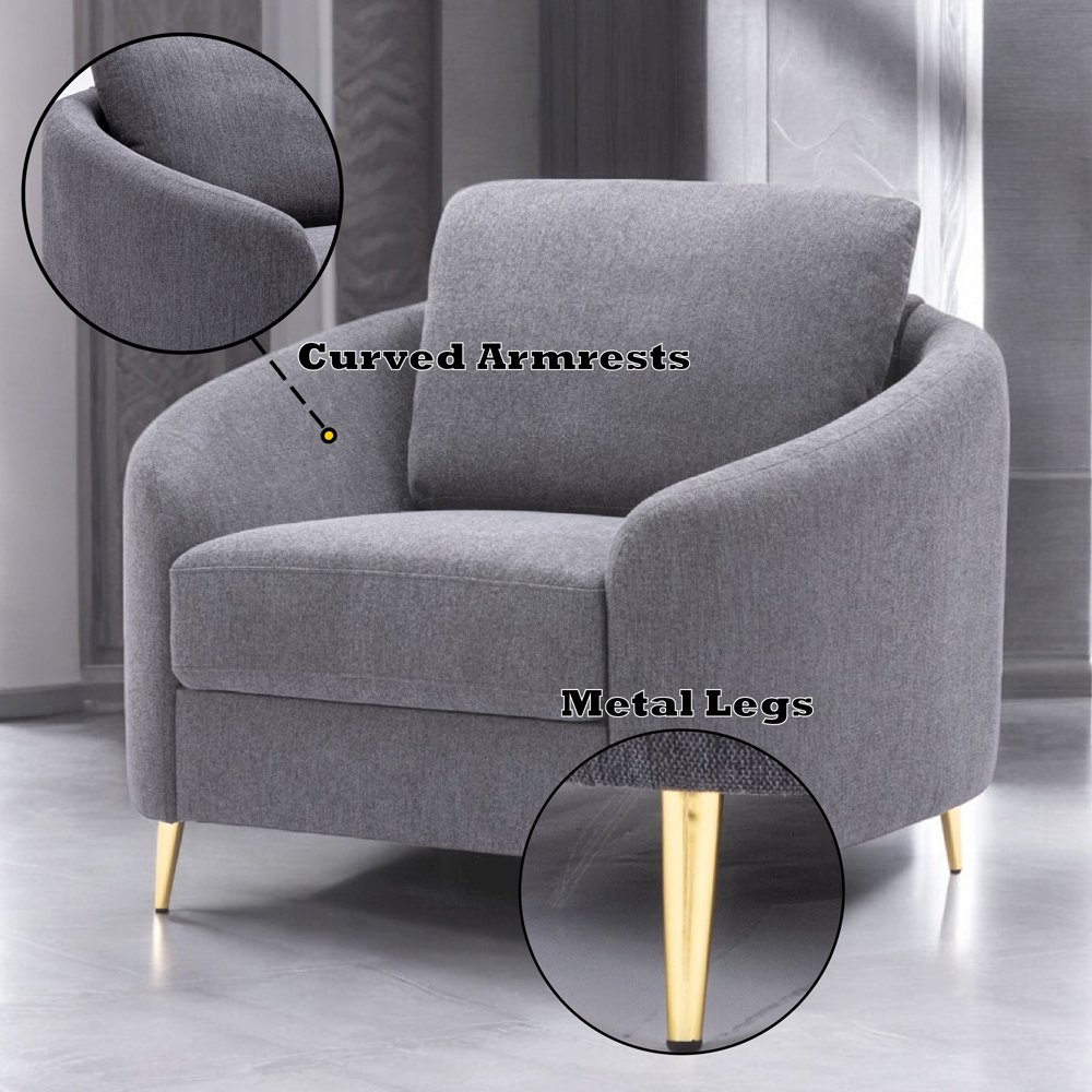 Yuina Chair Gray Linen. Picture 9