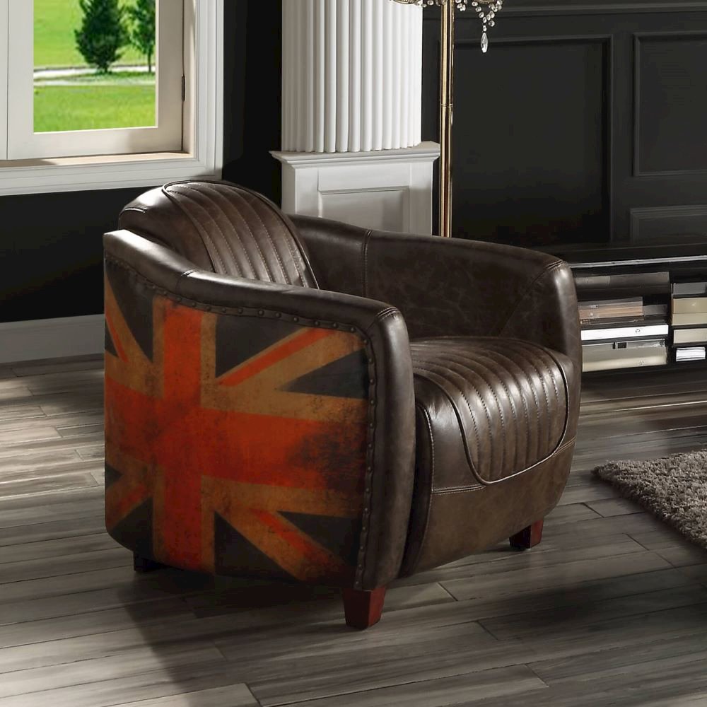 Brancaster Chair Antique Slate Top Grain Leather. Picture 1