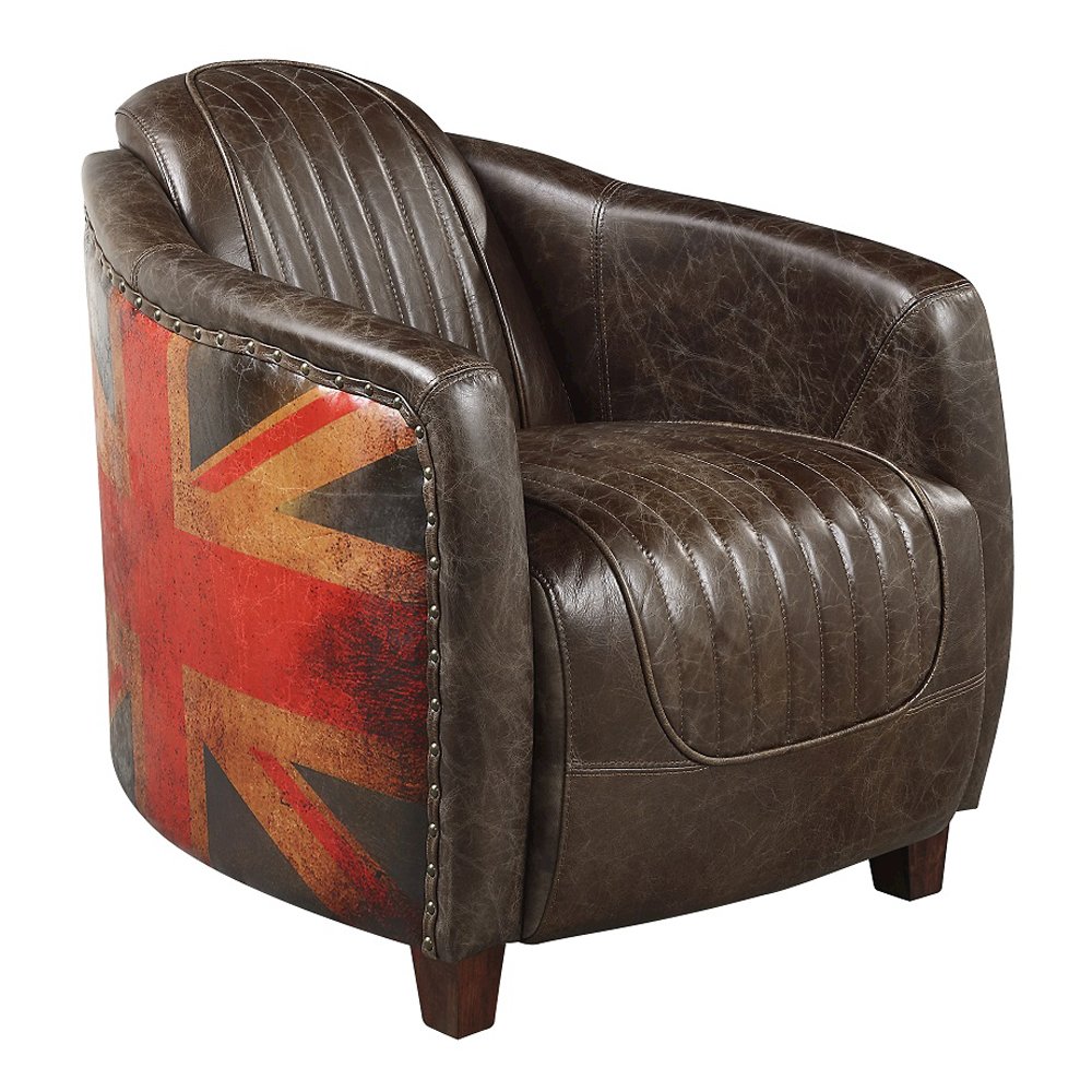 Brancaster Chair Antique Slate Top Grain Leather. Picture 2