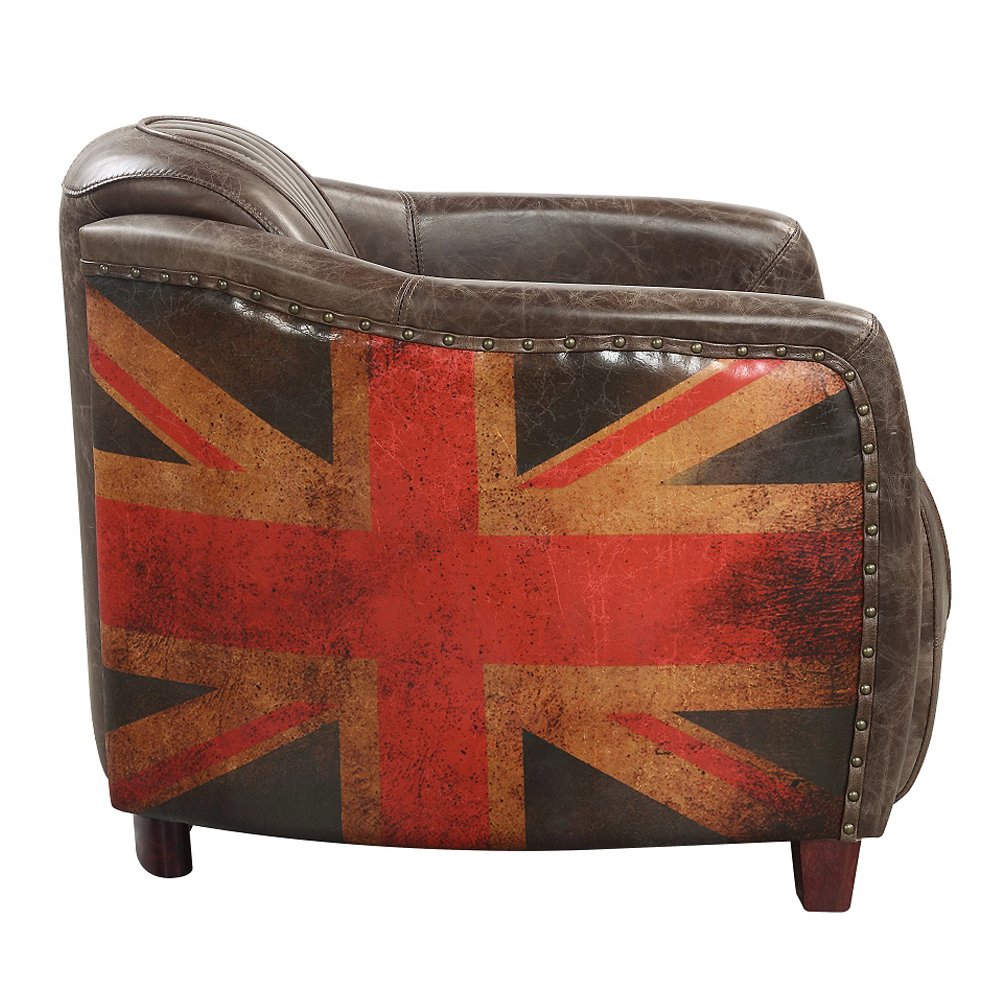 Brancaster Chair Antique Slate Top Grain Leather. Picture 4