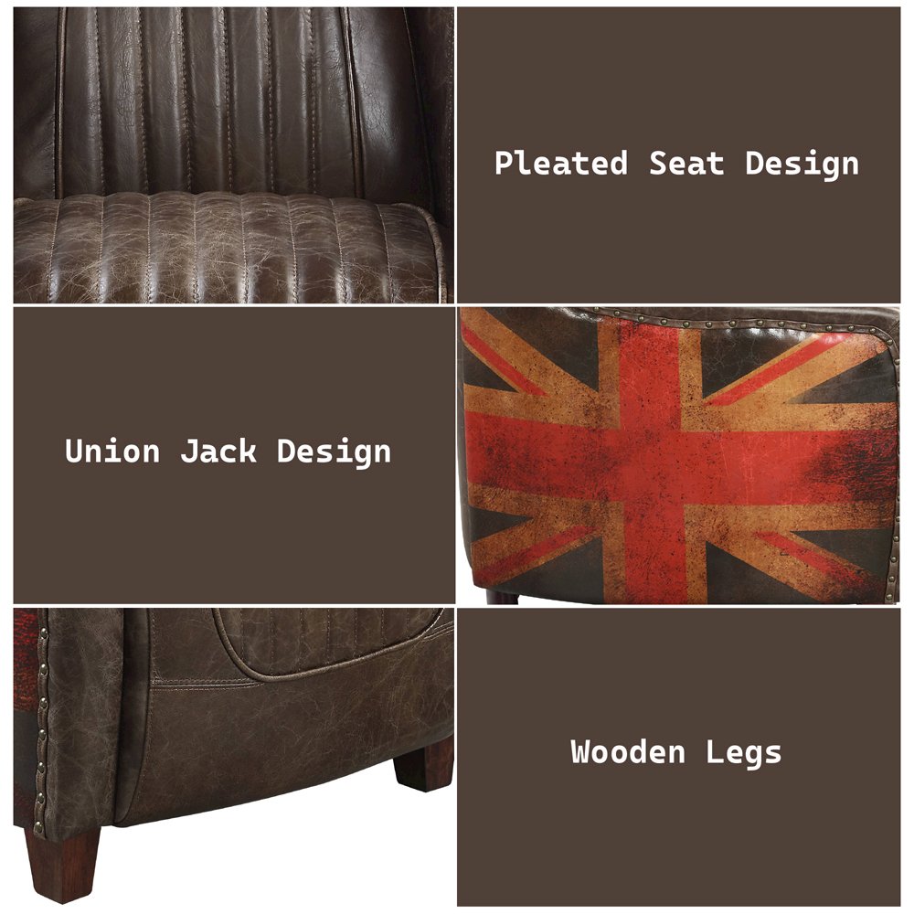 Brancaster Chair Antique Slate Top Grain Leather. Picture 9