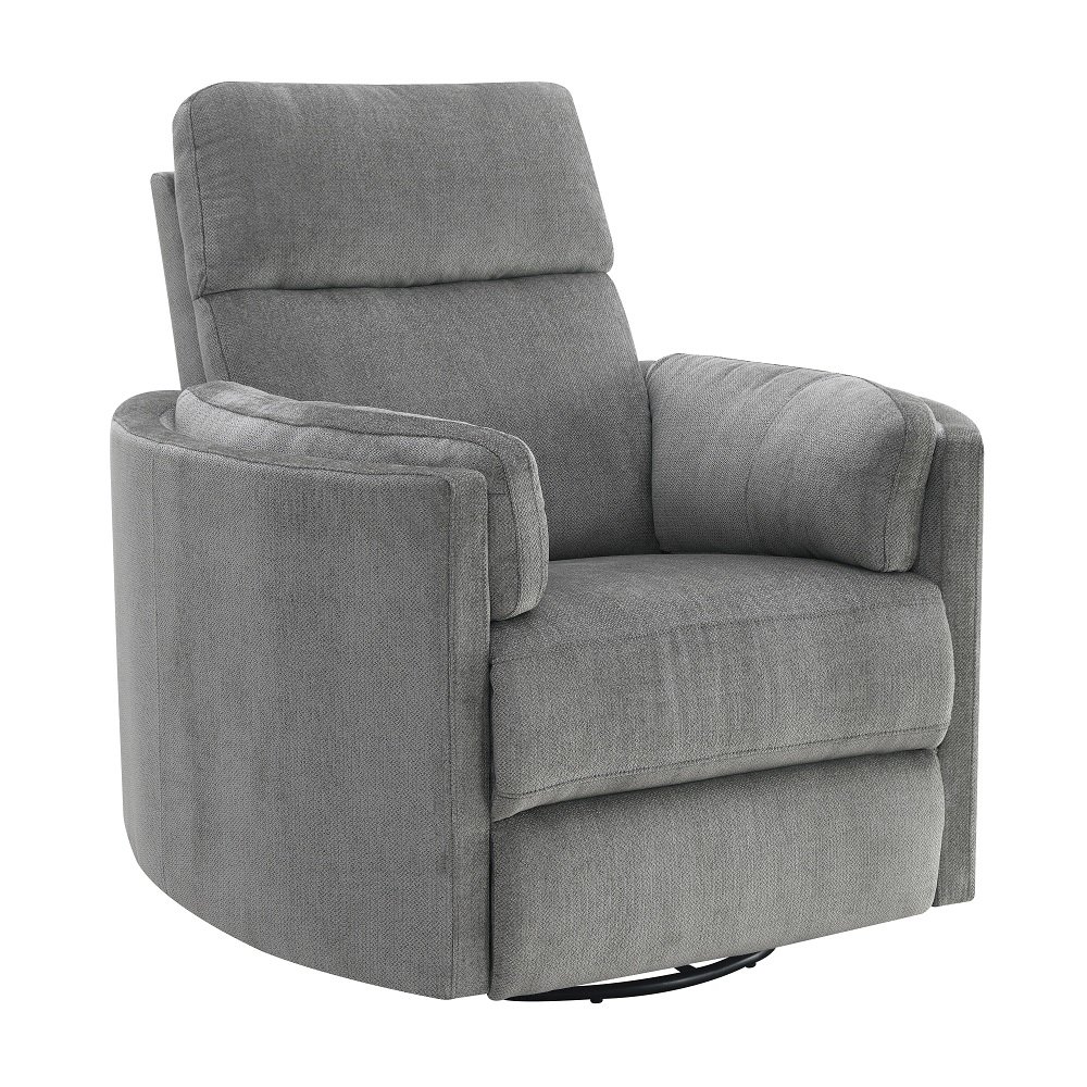 Sagen Glider Recliner w/Swivel Charcoal Chenille. Picture 1