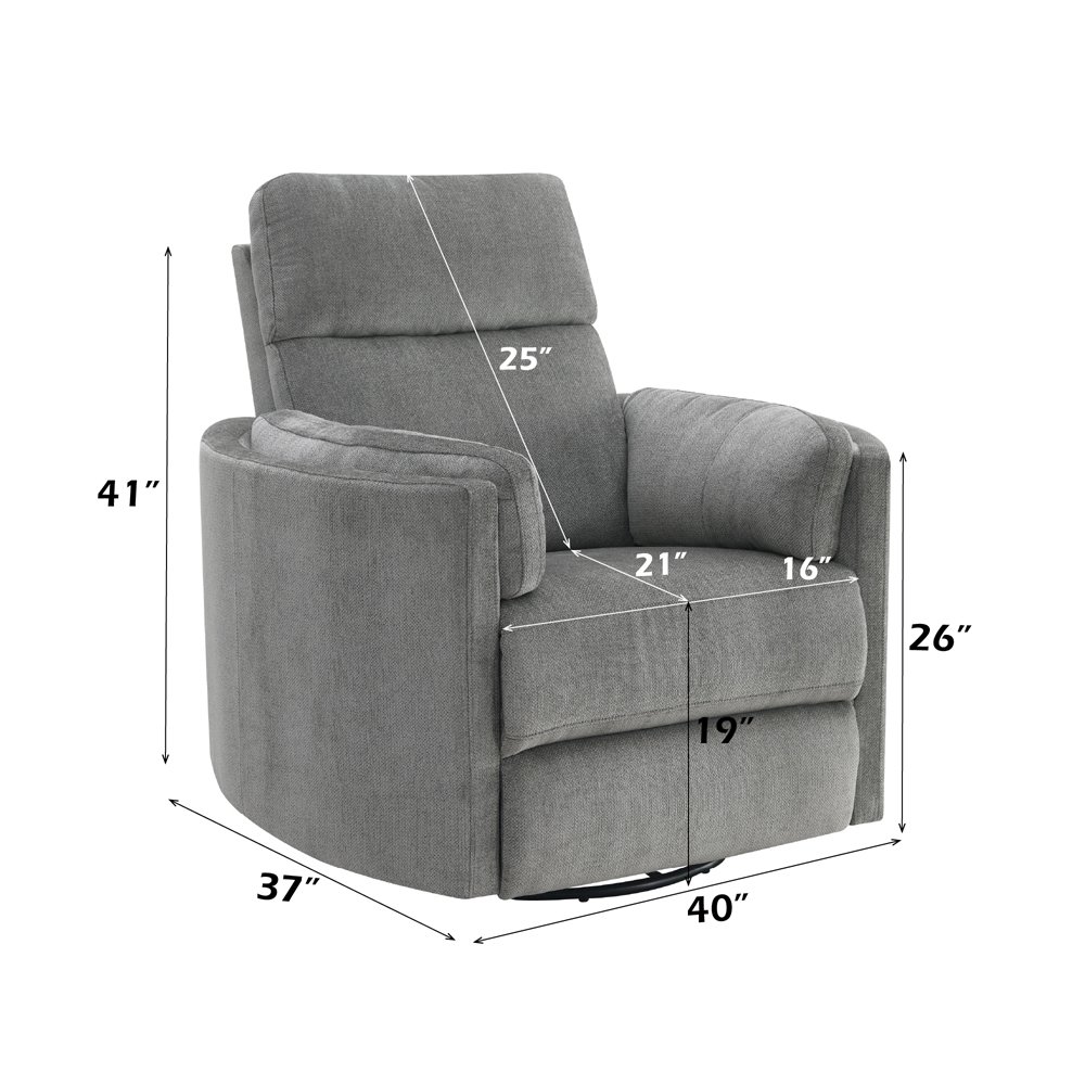 Sagen Glider Recliner w/Swivel Charcoal Chenille. Picture 9