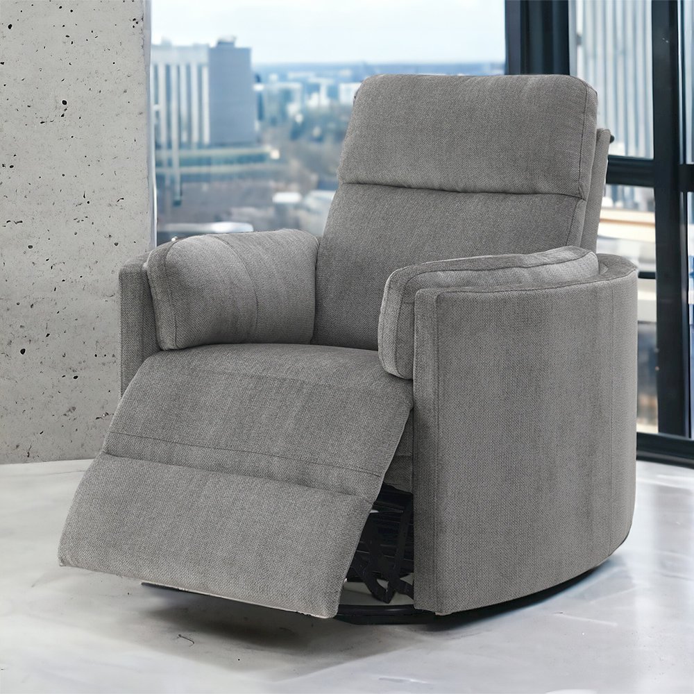 Sagen Glider Recliner w/Swivel Charcoal Chenille. Picture 8