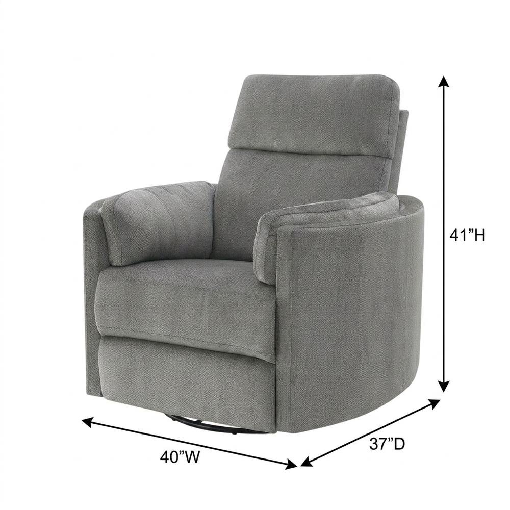 Chenille Glider Recliner with Swivel, Rocker Chair, Charcoal Chenille. Picture 5