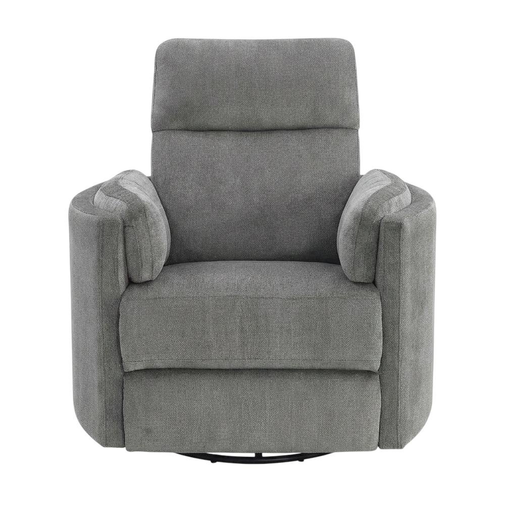Chenille Glider Recliner with Swivel, Rocker Chair, Charcoal Chenille. Picture 1