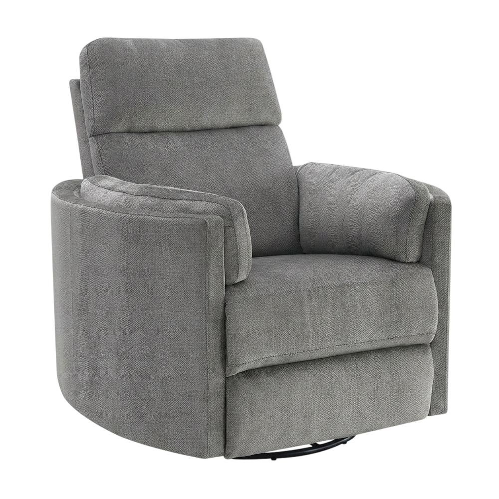 Chenille Glider Recliner with Swivel, Rocker Chair, Charcoal Chenille. Picture 4