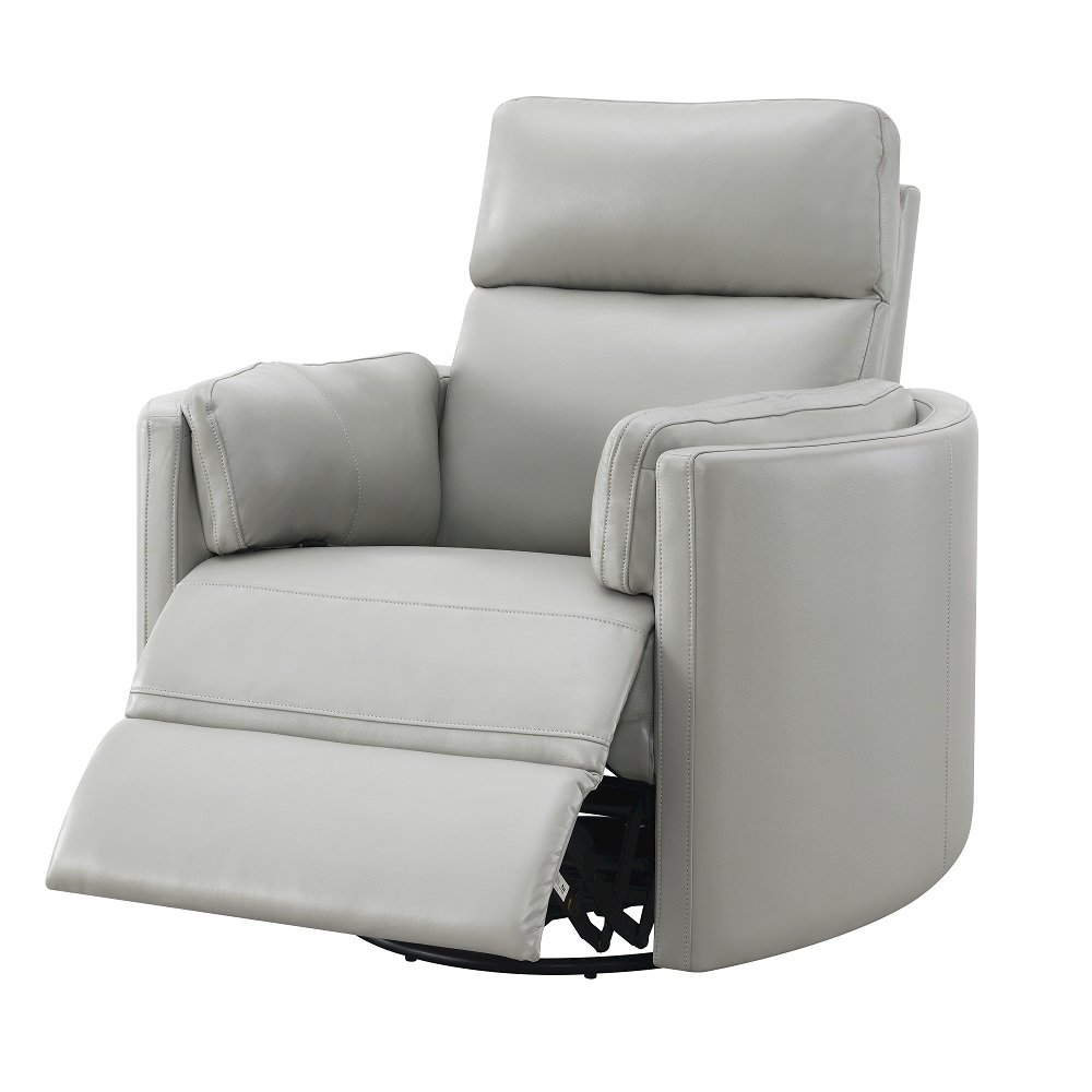 Sagen Glider Recliner w/Swivel Gray Leather Aire. Picture 6