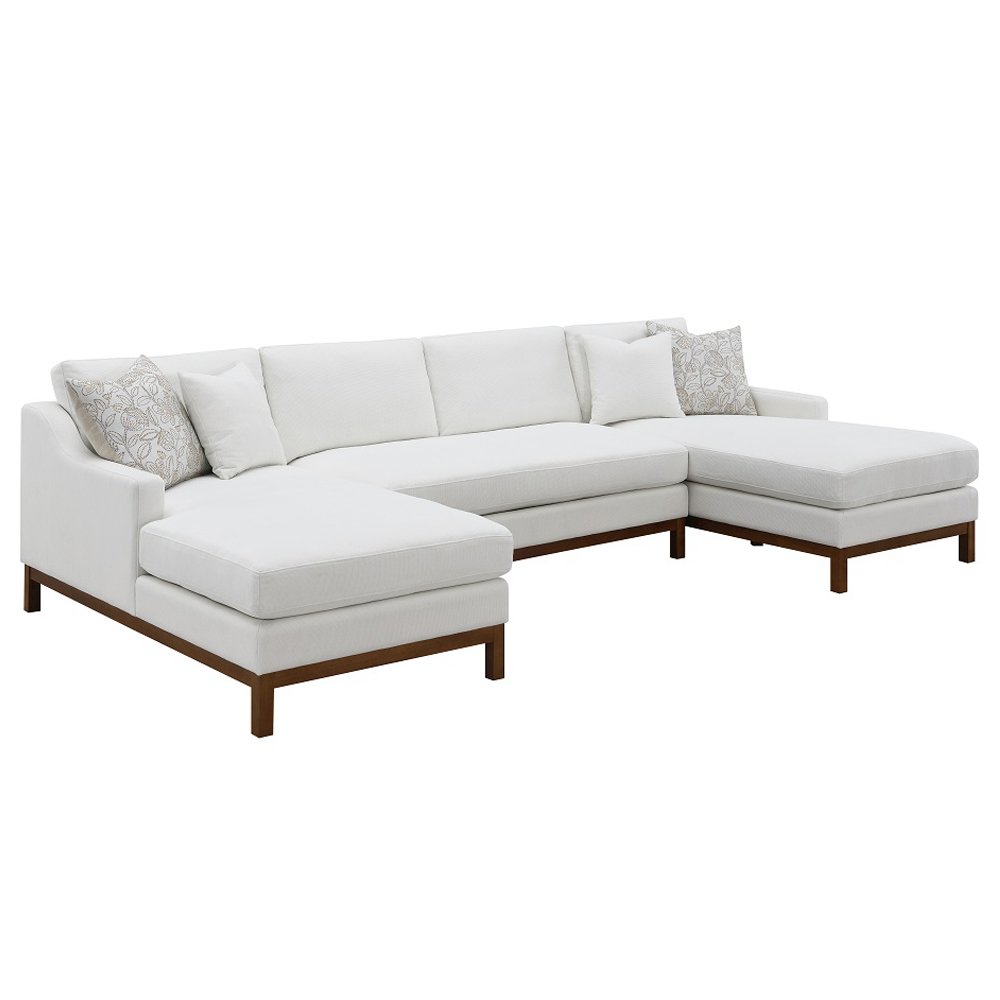 Valiant Sectional Sofa w/4 Pillows Ivory Chenille. Picture 2