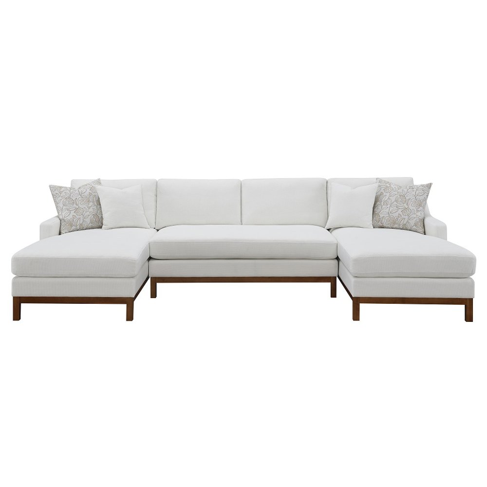 Valiant Sectional Sofa w/4 Pillows Ivory Chenille. Picture 3