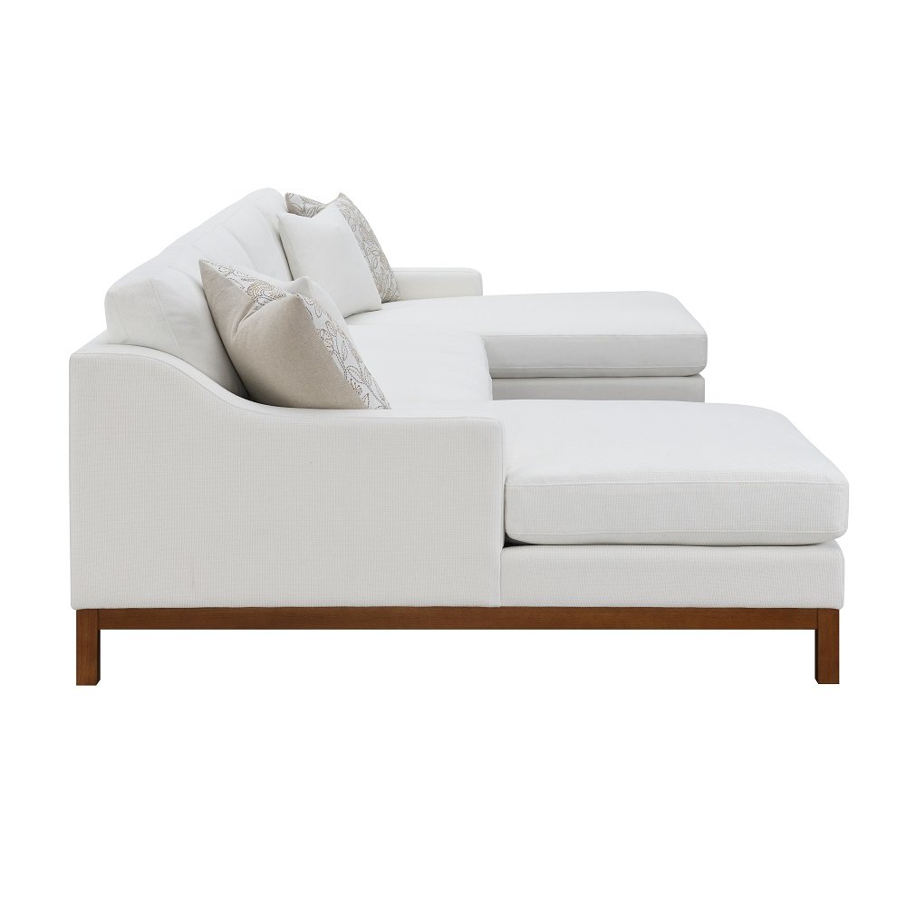 Valiant Sectional Sofa w/4 Pillows Ivory Chenille. Picture 4