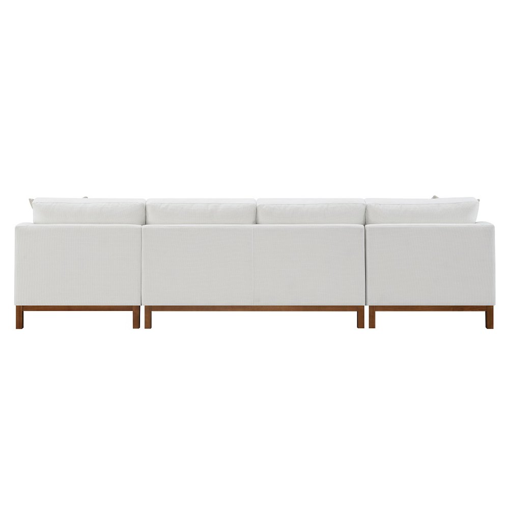 Valiant Sectional Sofa w/4 Pillows Ivory Chenille. Picture 5