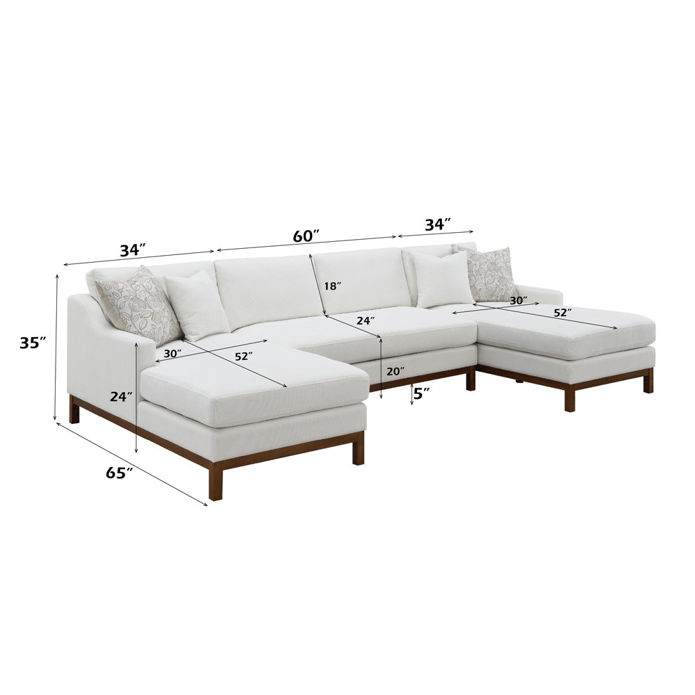 Valiant Sectional Sofa w/4 Pillows Ivory Chenille. Picture 6