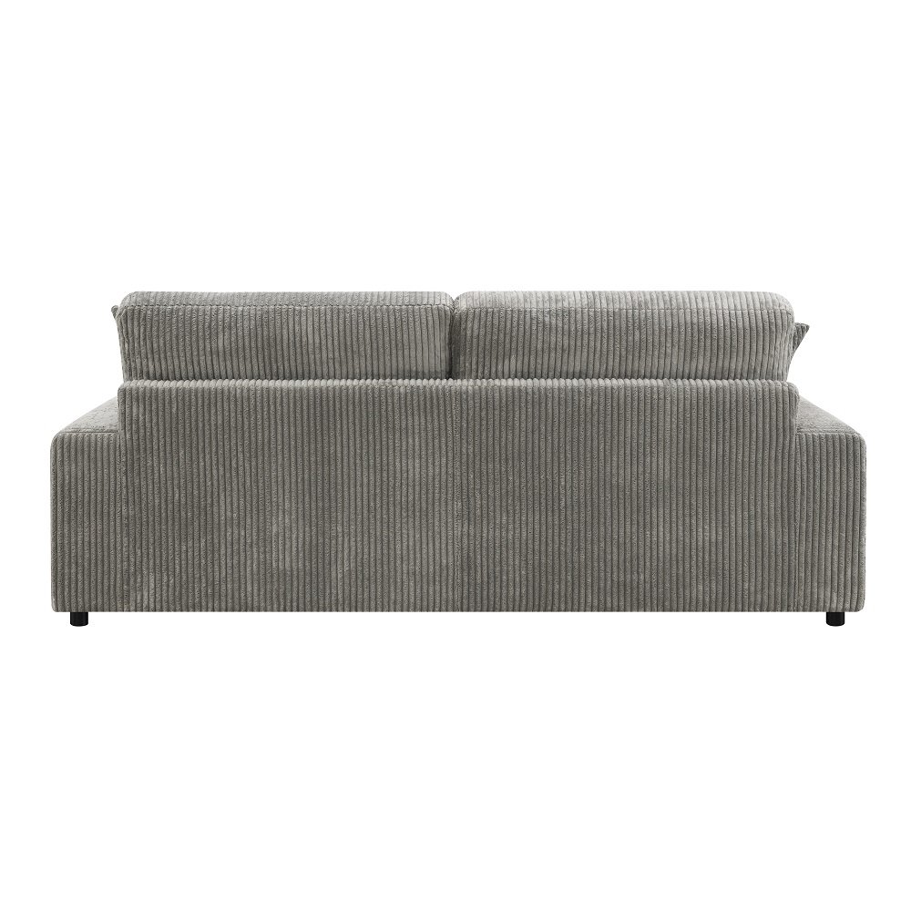Tavia Sectional Sofa w/6 Pillows Gray Corduroy. Picture 5