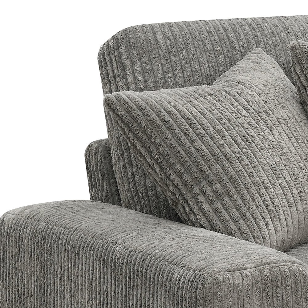 Tavia Sectional Sofa w/6 Pillows Gray Corduroy. Picture 6