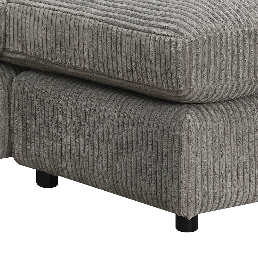 Tavia Sectional Sofa w/6 Pillows Gray Corduroy. Picture 8