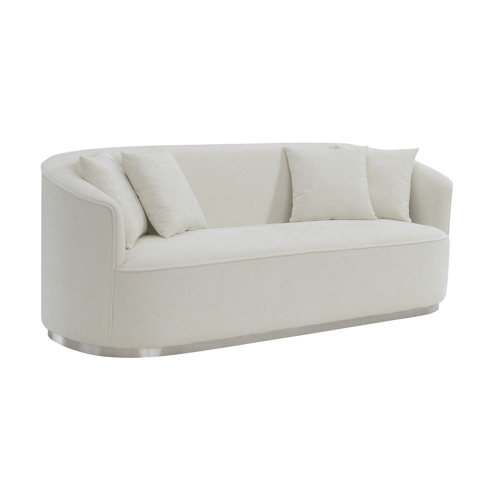 Odette Sofa w/4 Pillows Beige Chenille. Picture 2