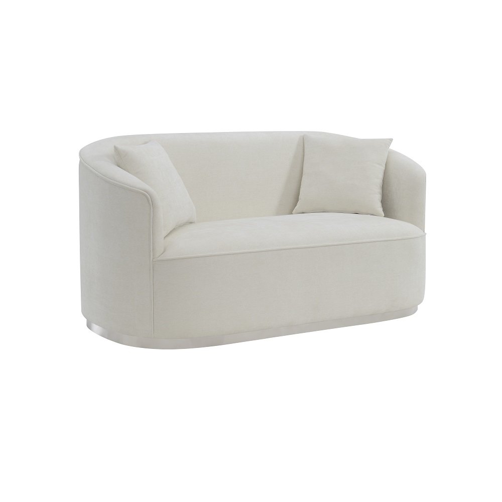 Odette Loveseat w/2 Pillows Beige Chenille. Picture 2