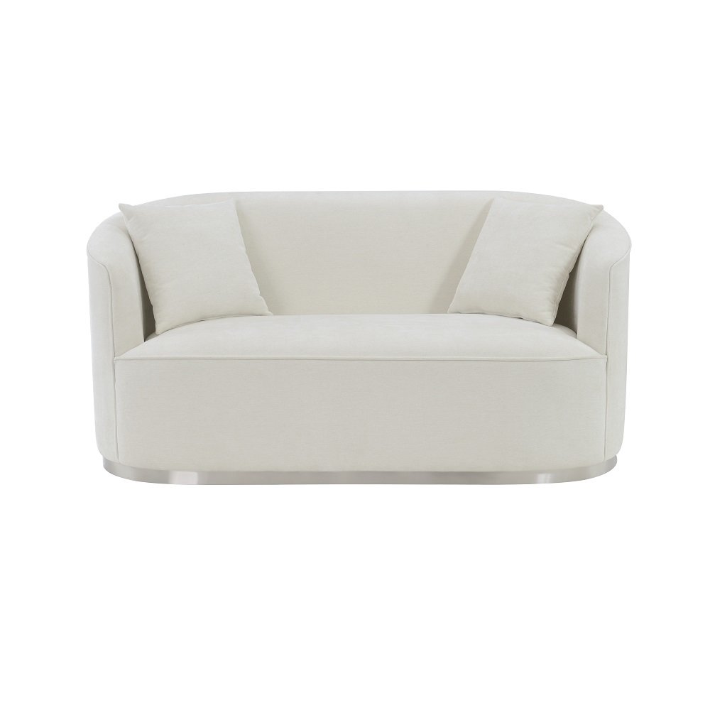 Odette Loveseat w/2 Pillows Beige Chenille. Picture 3