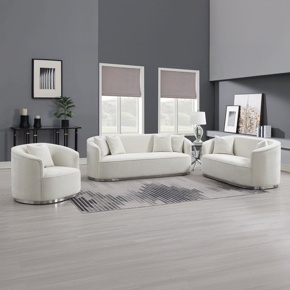 Odette Loveseat w/2 Pillows Beige Chenille. Picture 7