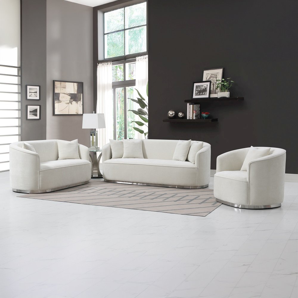 Odette Loveseat w/2 Pillows Beige Chenille. Picture 8