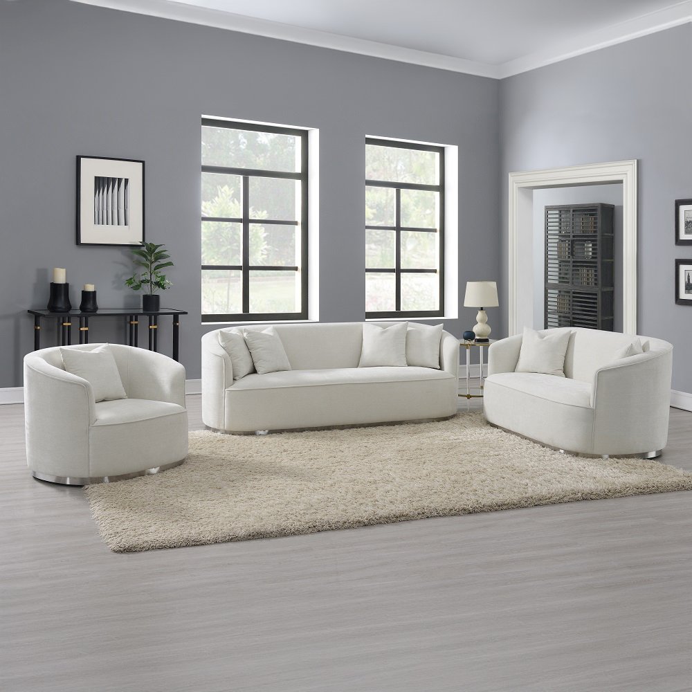 Odette Loveseat w/2 Pillows Beige Chenille. Picture 9