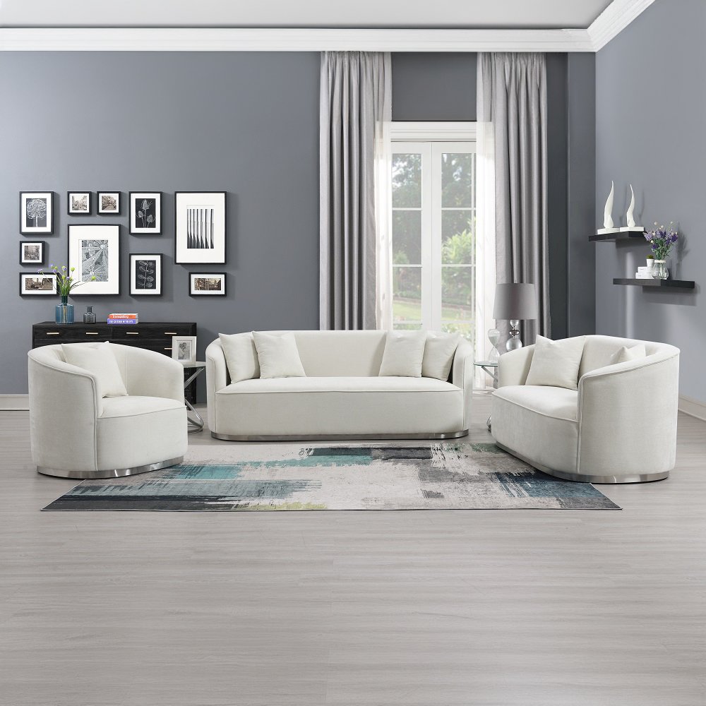 Odette Loveseat w/2 Pillows Beige Chenille. Picture 10