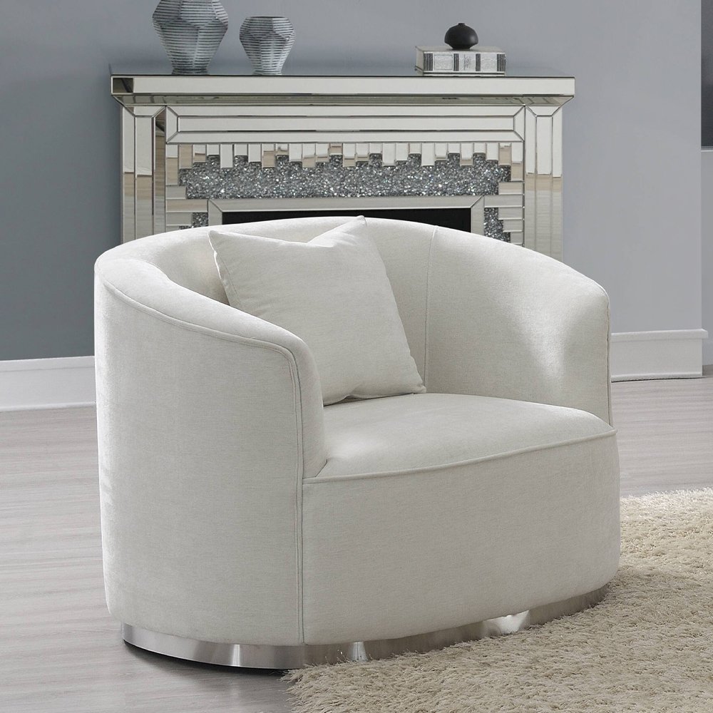 Odette Chair w/1 Pillow Beige Chenille. Picture 1