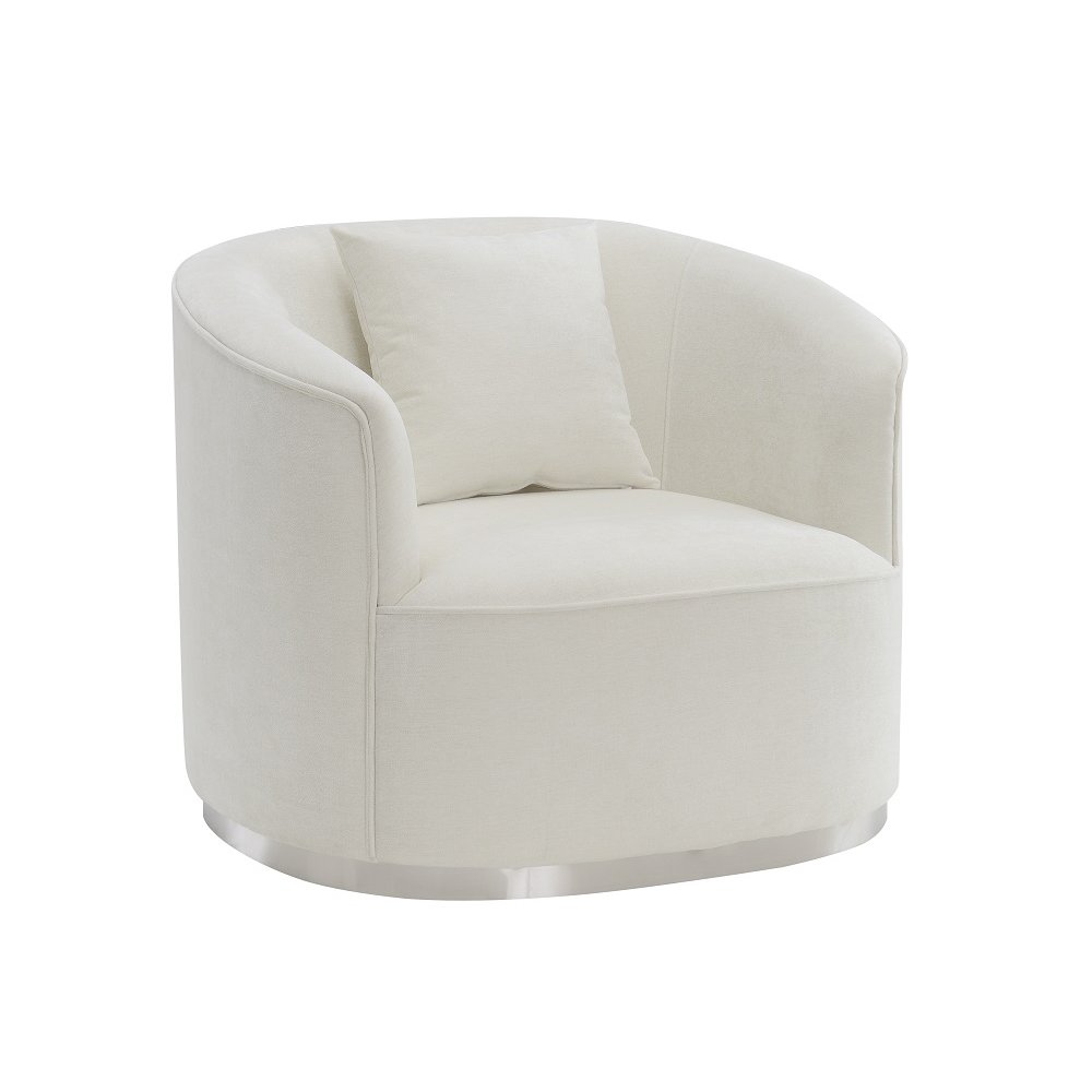 Odette Chair w/1 Pillow Beige Chenille. Picture 2