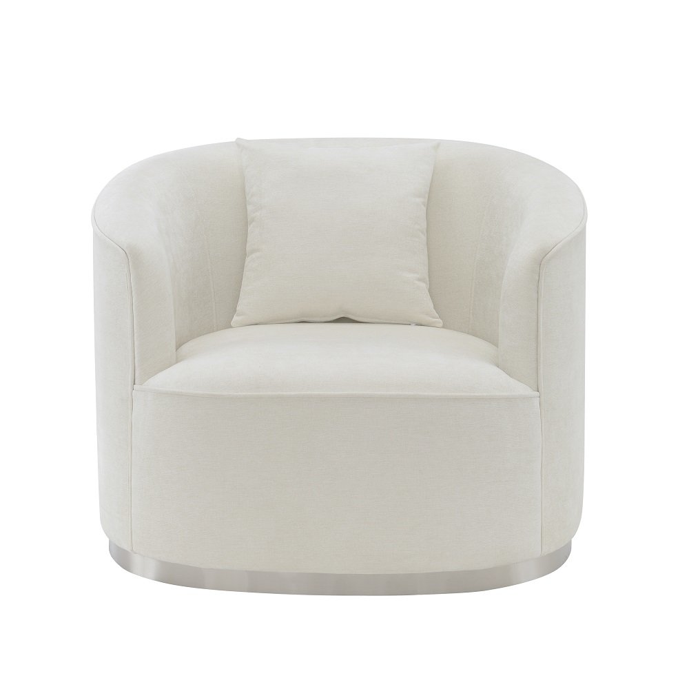Odette Chair w/1 Pillow Beige Chenille. Picture 3