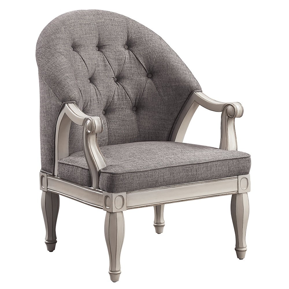 Florian Chair Gray Fabric & Antique White. Picture 3