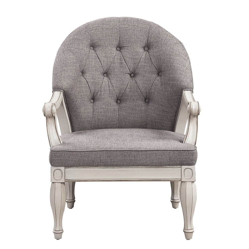 Florian Chair Gray Fabric & Antique White. Picture 2